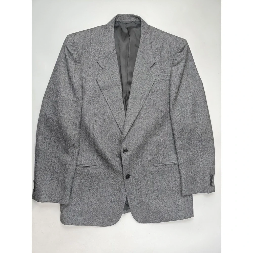Albert Nipon Mens Wool Sports Coat 42R Gray Stripe USA Vintage 2 Button Blazer